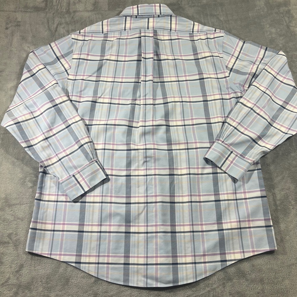 Brooks Brothers Regent Non-Iron Shirt Mens XL Blue Purple Plaid Supima Cotton - Picture 8 of 9